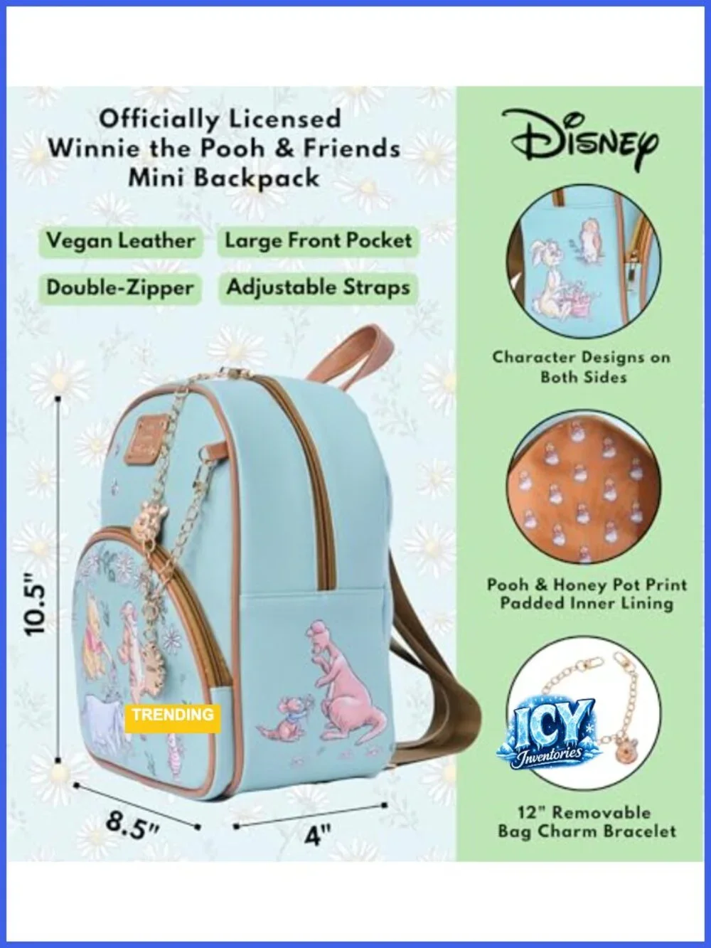 Disney Winnie the Pooh Eeyore Mini Backpack Faux Leather Shoulder Bag